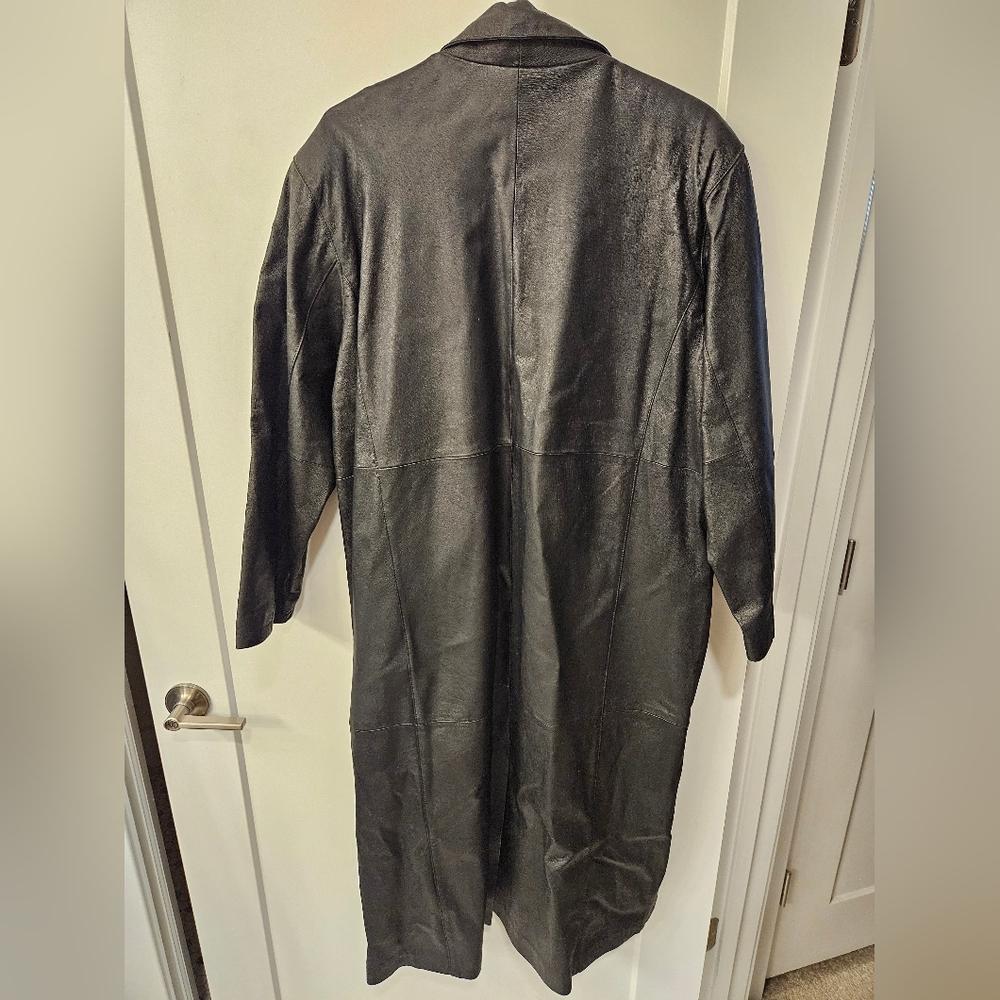 NWOT - Leather Brandon Thomas Black Long Trench Coat - Size 1X - Picture 8 of 9